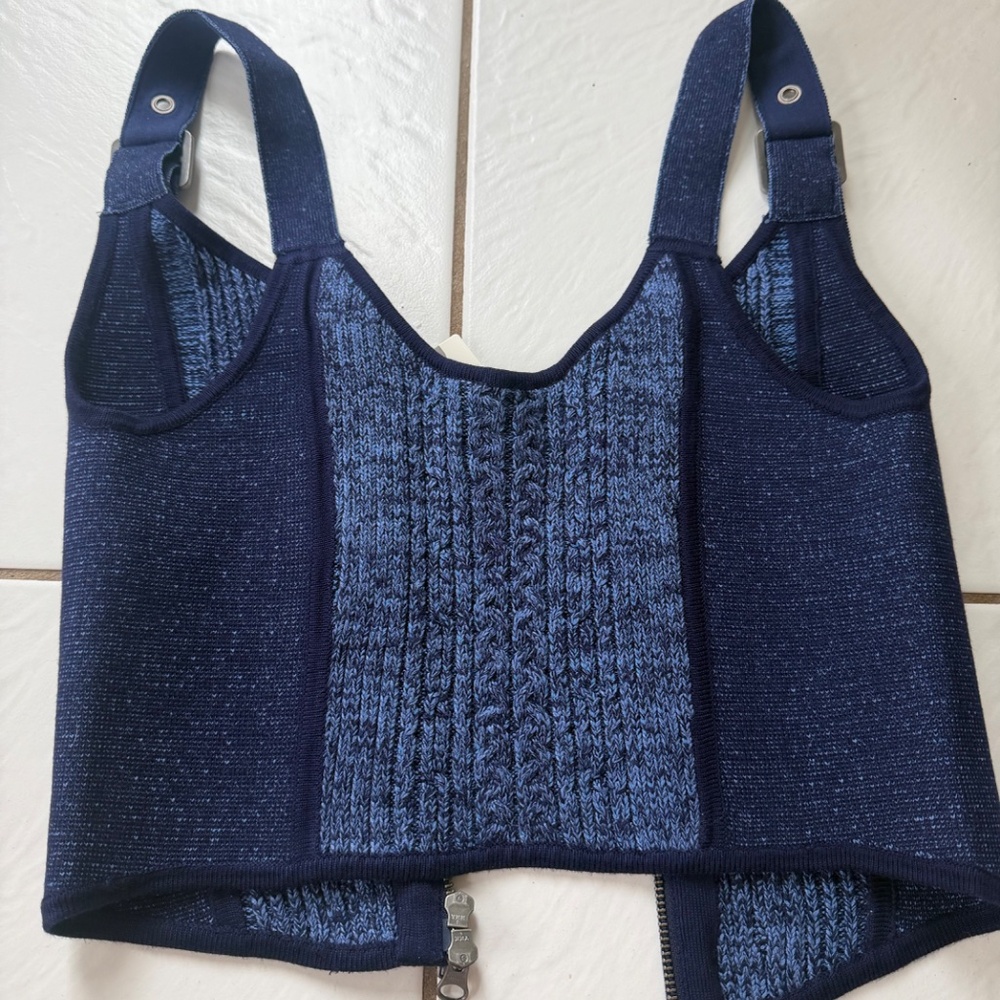 Pilcro Scoop-Neck Zip-Front Corset Sweater - Picture 4 of 5